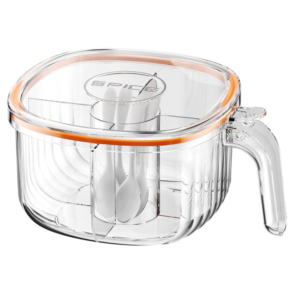 Transparent Condiments AFQH 5 Grids Seasoning Box Transparent Lid Salt Pepper Jar Household ...