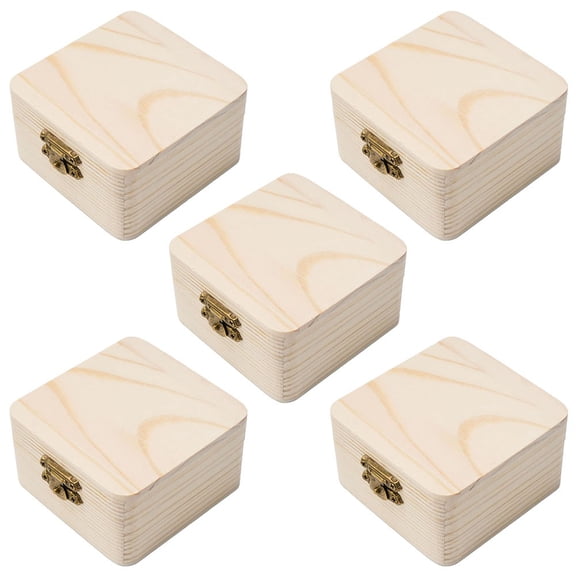 AFQH 5PCS Wooden Jewelry Box Buckle Flip Storage Box Postcard Storage Box