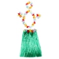 thumbnail image 1 of AFQH 5Pcs Hawaiian Fancy Dress Hula Costume Grass Skirt Flower Garland Bra Aloha Set, 1 of 5