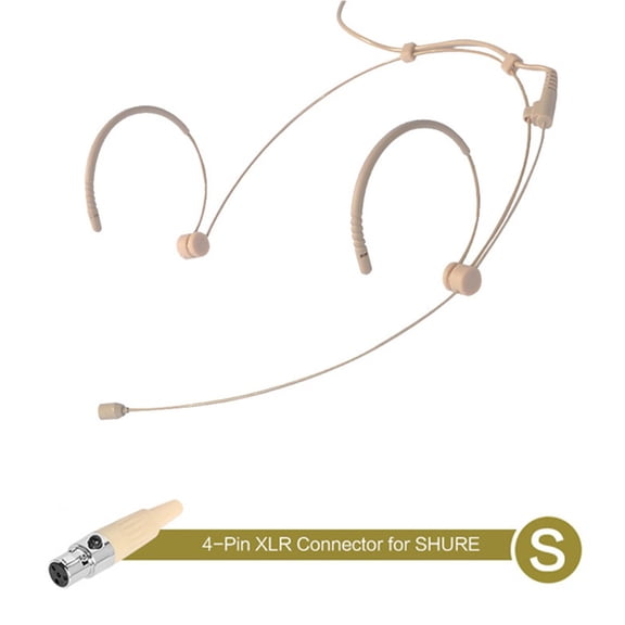 AFQH Adjustable Beige Double Earhook Headset Mic Headworn Microphone 3 Pin 4 Pin XLR For Shure Wireless Microphone With Cover