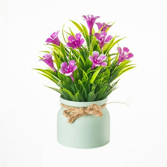 AFQH Artificial Potted Flowers Fake Potted Plants Plastic Faux Flowers for Home Decor