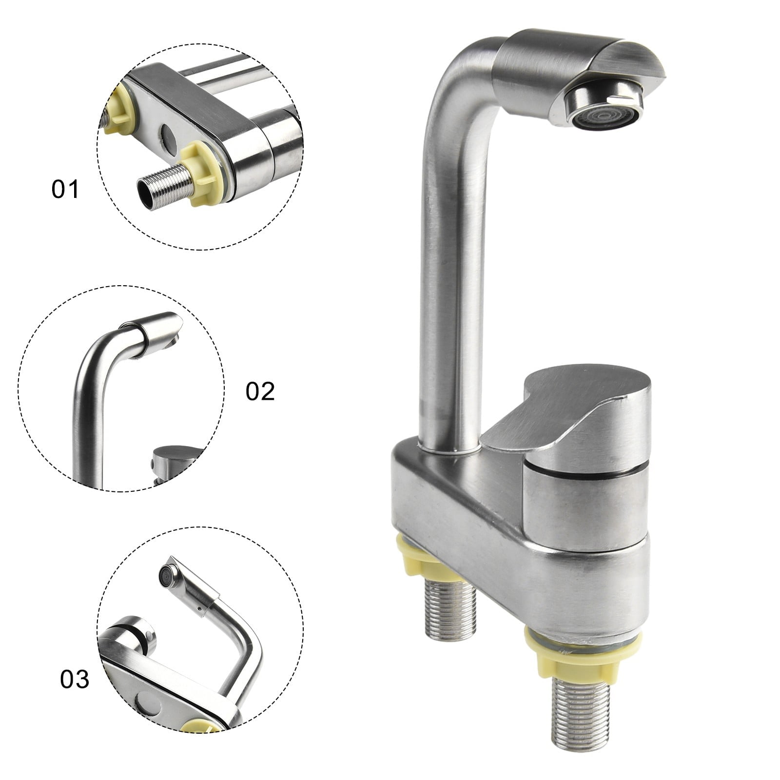 AFQH Bathroom Faucet Centerset Lavatory Sink Faucet Swivel Spout Deck Mount Stainless Steel Basin Cold and Hot Mixer Mixer Tap