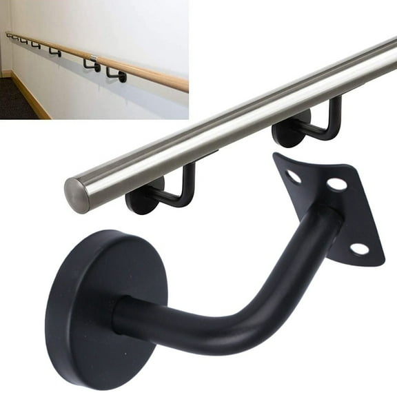 AFQH Black Stair Handrail Bracket Bannister Wall Support Hand Rail Balustrade Strong