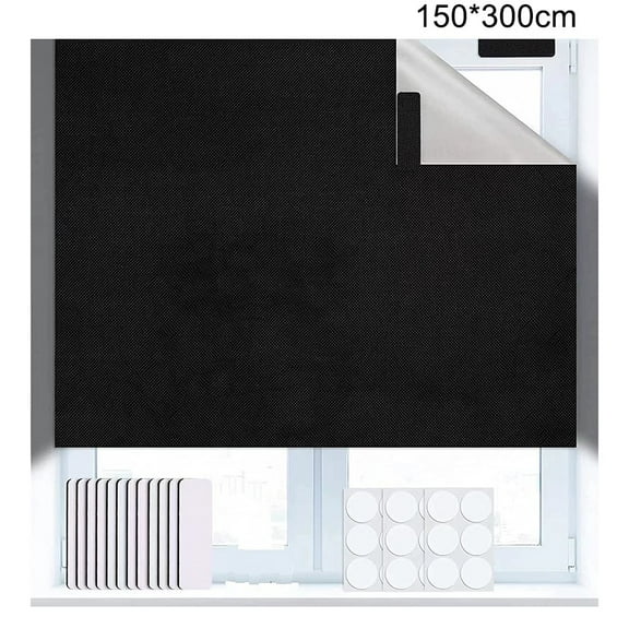 AFQH Blackout portable DIY blinds cuttable silver black curtains dormitory sunshade