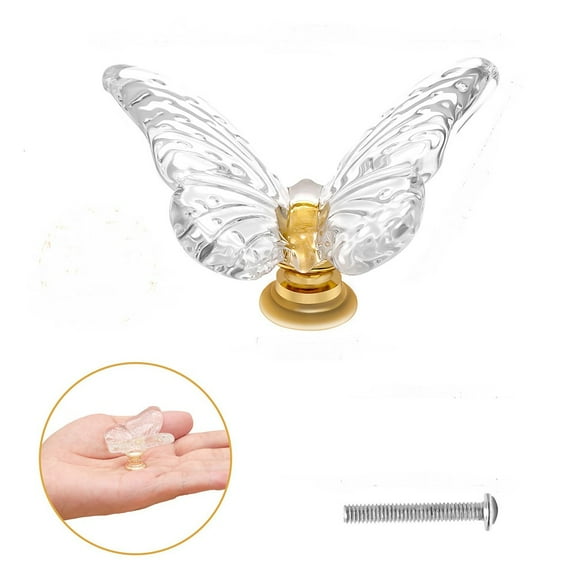 AFQH Butterfly Dresser Pulls, Clear Drawer Knobs Cabinet Knobs Bathroom Door Knobs