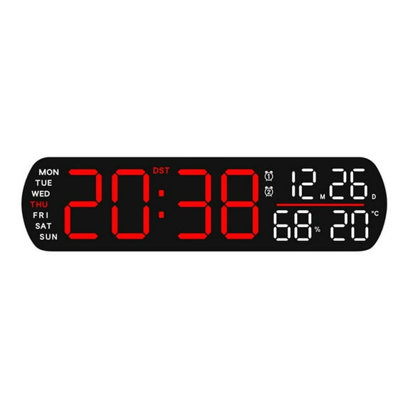 AFQH LED Digital Alarm Clock Temperature Humidity Date Brightness Adjustable 2 Alarms