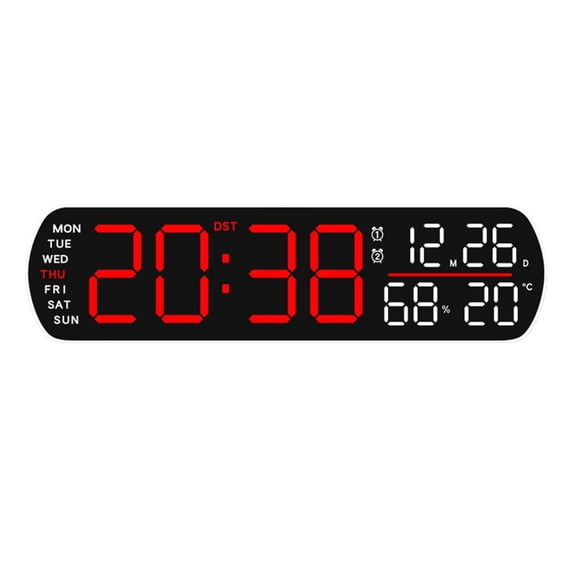 AFQH LED Digital Alarm Clock Temperature Humidity Date Brightness Adjustable 2 Alarms
