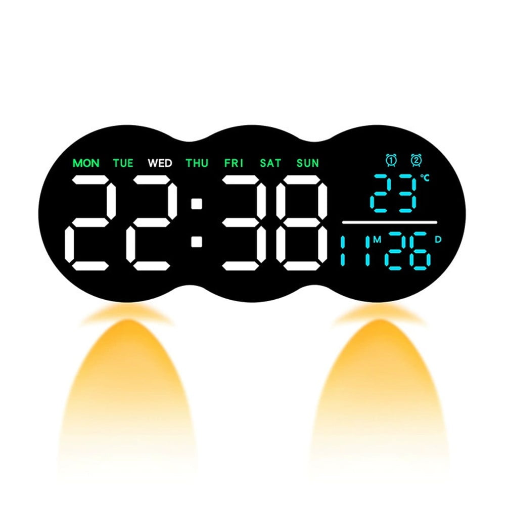 AFQH LED Wall Clock with Colorful Lights Temperature Display and Remote ...