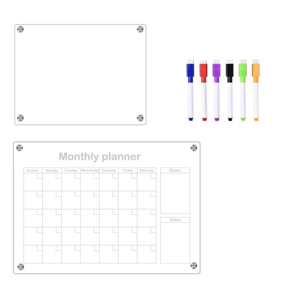 AFQH Magnetic Acrylic Monthly Plan Notepad Erasable Diy Magnetic Fridge Magnet