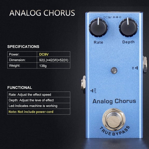 AFQH Portable Guitar Effect Pedal Distortion Delay Chorus Tremolo Digital Overdrive