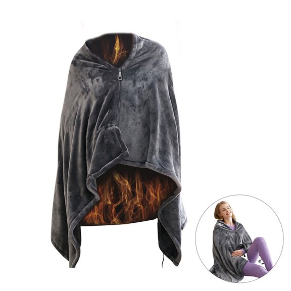 AFQH Portable USB Heated Blanket Battery Operated, 5V/2A USB Heated Blanket 3 Heating Levels,Plush Flannel Wearable Electric Heated Blanket For Home Office Use