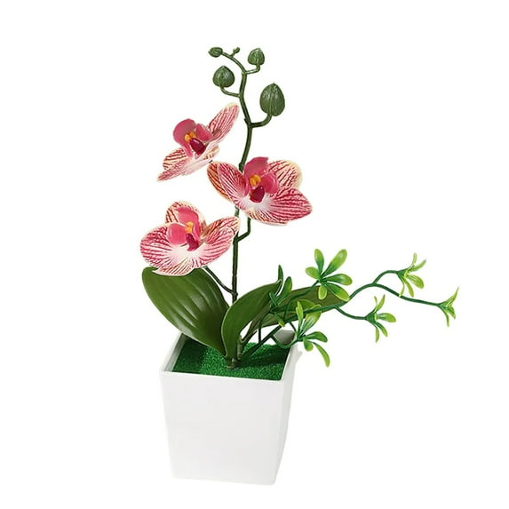 AFQH Simulation of three Phalaenopsis potted artificial flowers ornaments