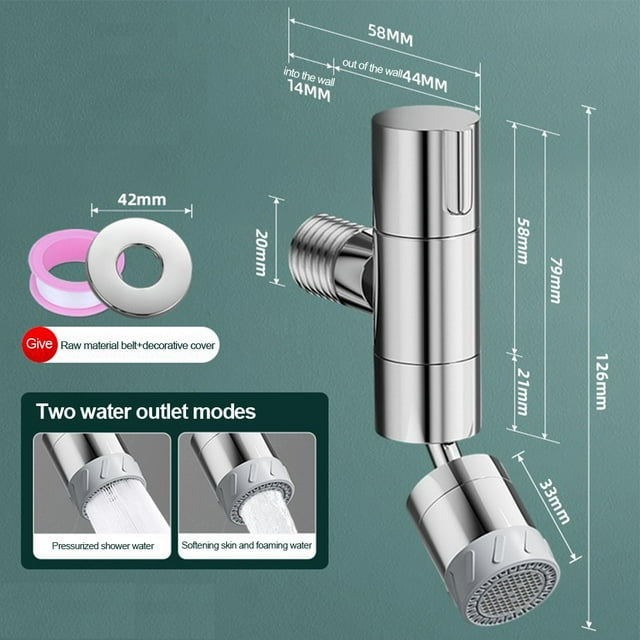 AFQH Sink Faucet Stainless Steel Tap Wall Mounted Water Faucet Rotation