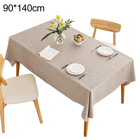 AFQH Solid colored Cotton linen Tablecloth Waterproof for Dining & Coffee Tables