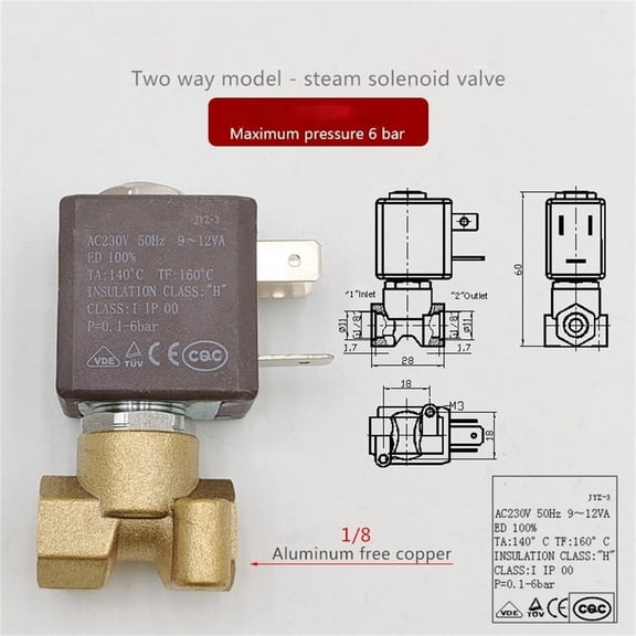 AFQH Two-way Three-way 230V 50Hz Solenoid Valve For Coffee Machine Steam Hot Water Kitchen Appliances Coffee Maker Parts