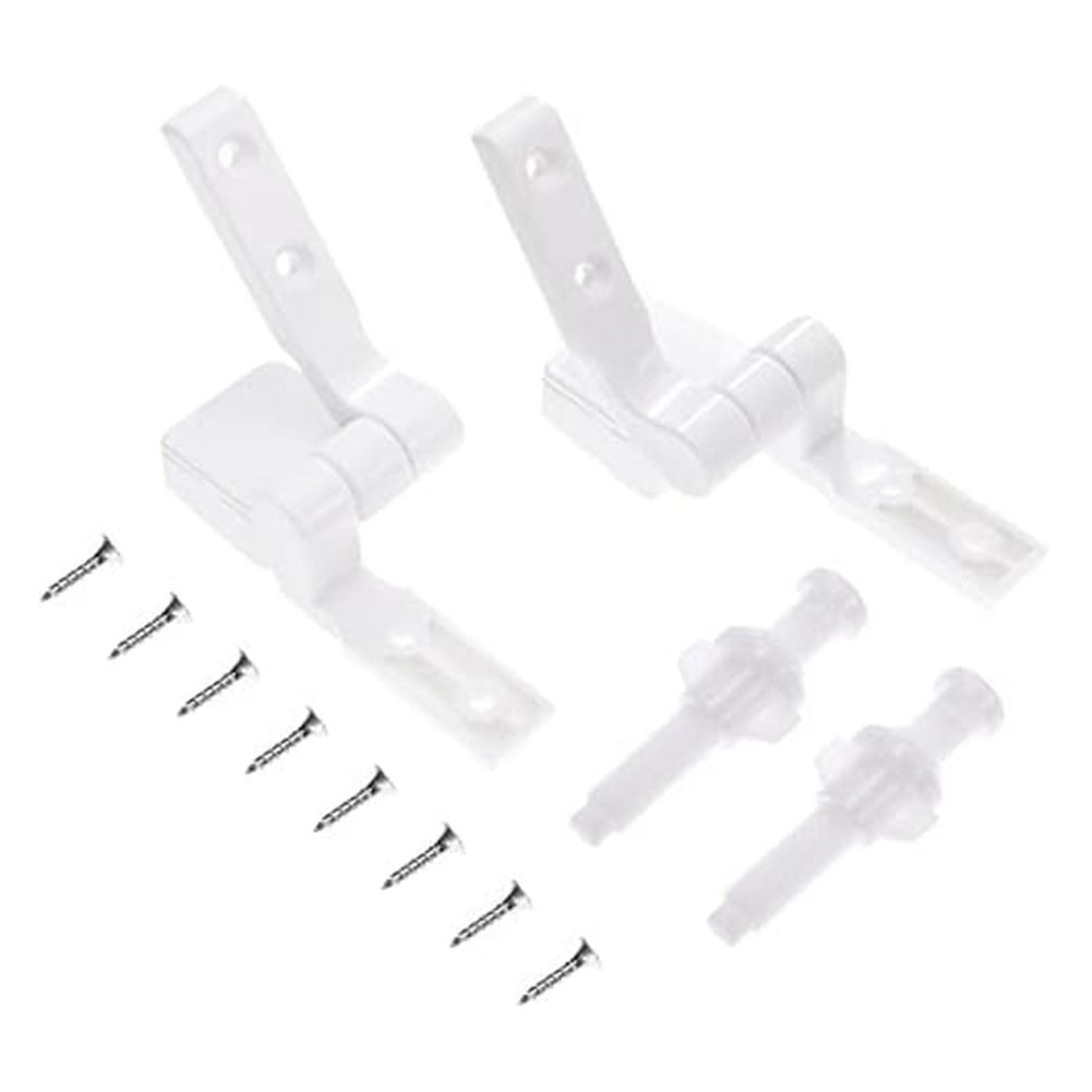 AFQH White Plastic Toilet Seat Hinge Replacement with Bolts and Screws Universal Toilet Seat Bracket Hardware for Replacement and Repair Flush Toilet Cover