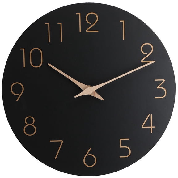 AFQH Wooden 30cm Silent Wall Clock for Home Decor Large Number Modern Clock