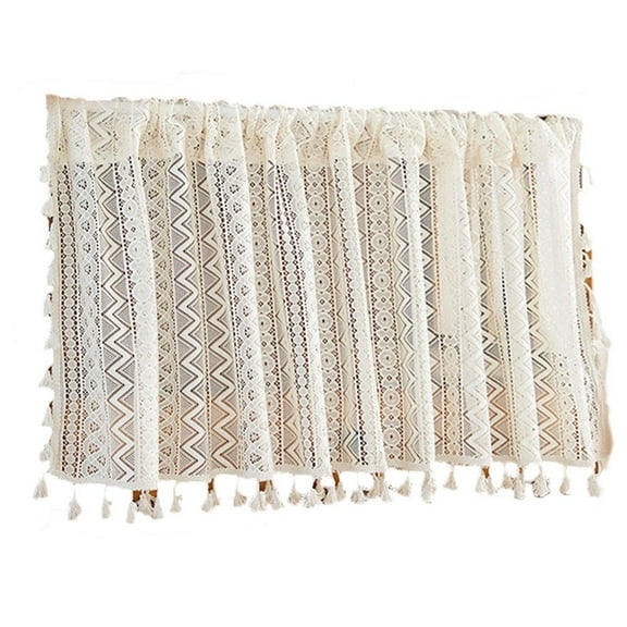 AFQH beige vintage hollowed-out half-curtainShort Window Curtains for Cafe, Bathroom