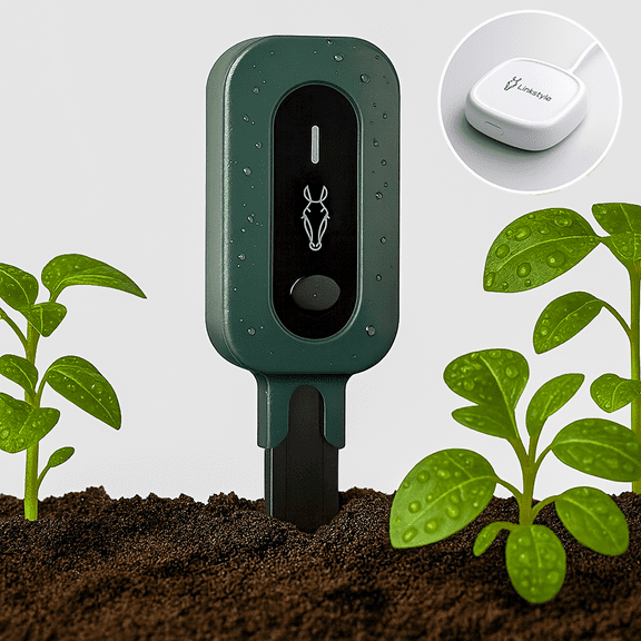 PLANTRON Afra II Smart Soil Moisture Sensor with WiFi Hub by LINKSTYLE  3-in-1 Soil Moisture, Temperature and Luminosity Tracker, IP67 Waterproof, Indoor/Outdoor, App Control, Remote Access