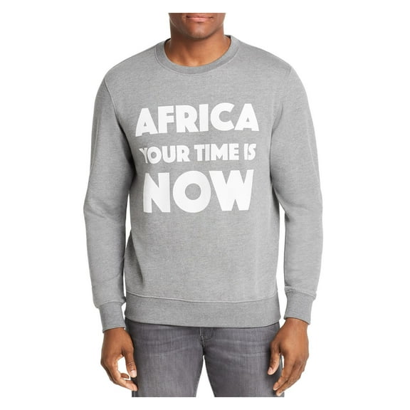 AFRICA YOUR TIME Mens Gray Logo Graphic Crew Neck Classic Fit Cotton Pullover Sweater XL