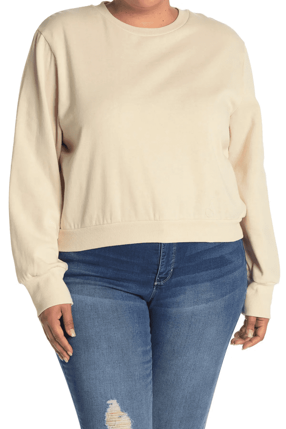 Women's Fossi Long Sleeve Crew Neck Knit Sweatshirts Pullover Beige XL, NWT