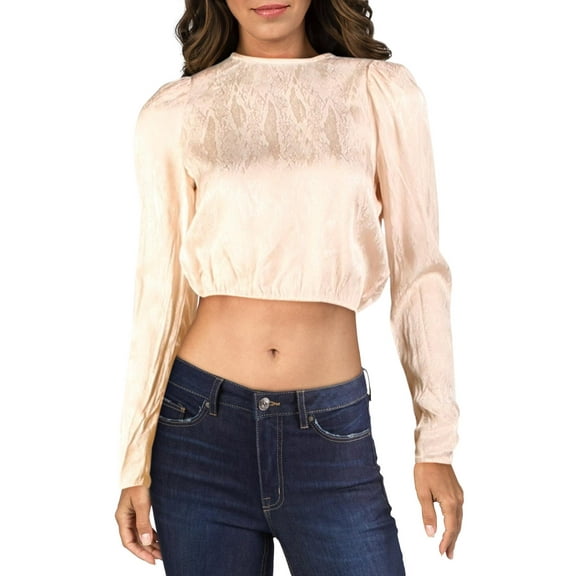 AFRM Womens Reeve Animal Print Cropped Blouse Pink XS