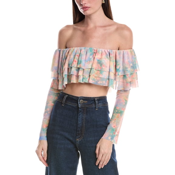 AFRM womens Alma Ruffle Top, 3X, White