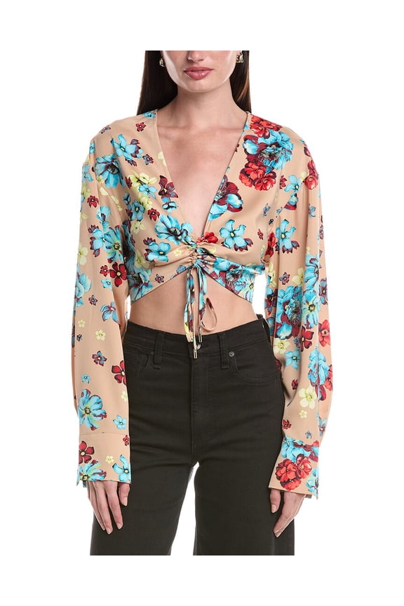 womens Annalise Cinched Detail Woven Top, XL, Blue