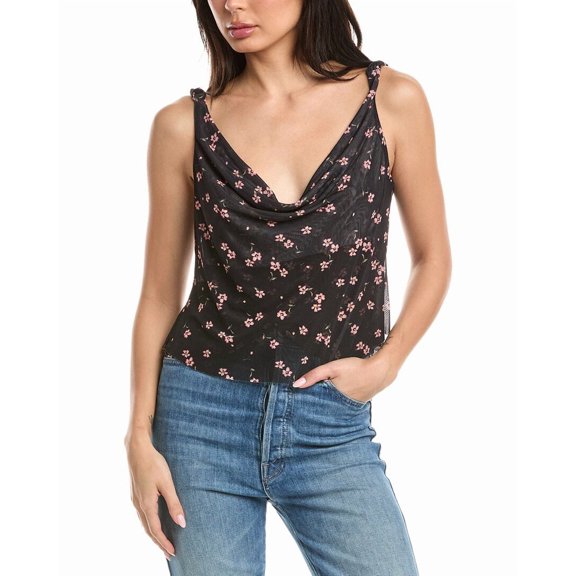AFRM womens Asher Mesh Cowl Top, XXS, Black