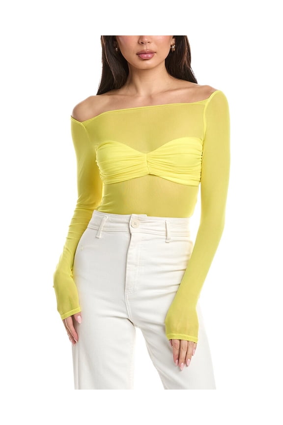 womens Eagan Off-The-Shoulder Illusion Top, XXS, Yellow