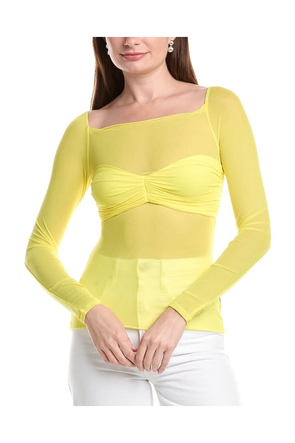 womens Eagan Off-The-Shoulder Illusion Top, l, Yellow