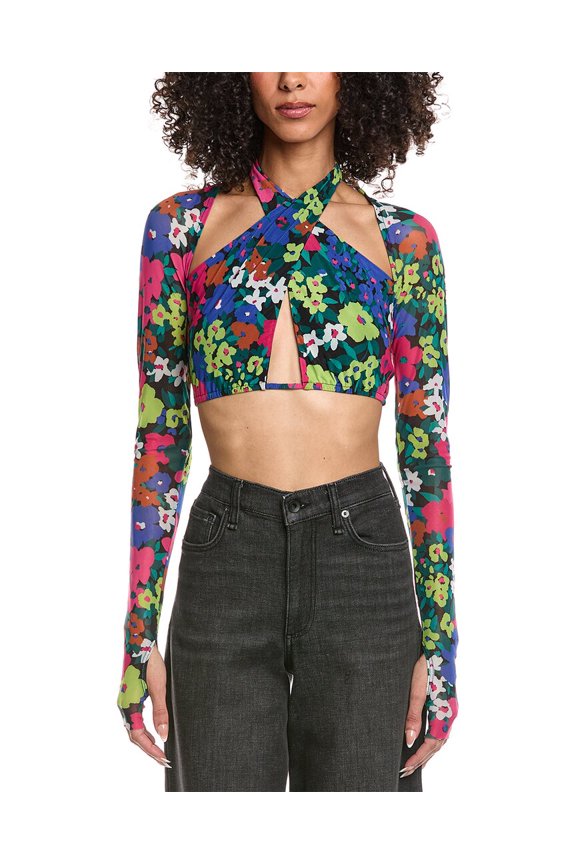 womens Eagan Off-The-Shoulder Illusion Top, s, Yellow