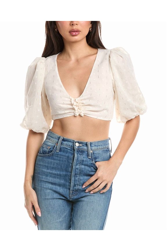 womens Emily Ruffle Top, XXL, White