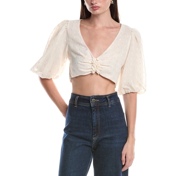 AFRM womens  Emily Ruffle Top, s, White