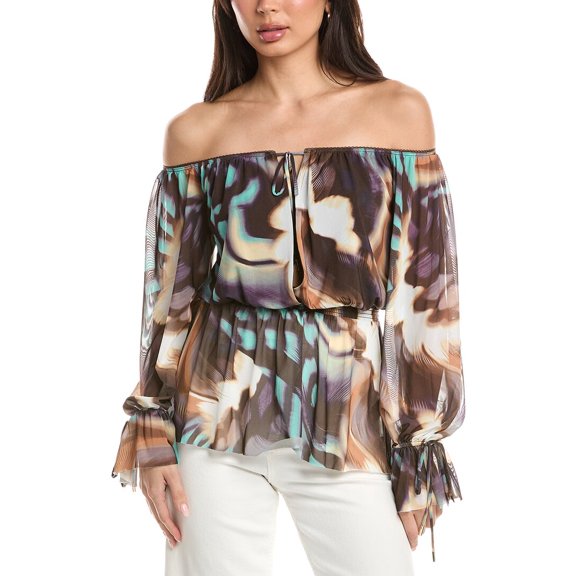 AFRM womens Gordon Off-The-Shoulder Tunic Top, XXS, Brown