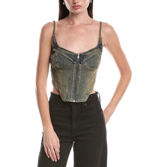 AFRM womens  Iris Zip Front Corset Top, m, Grey