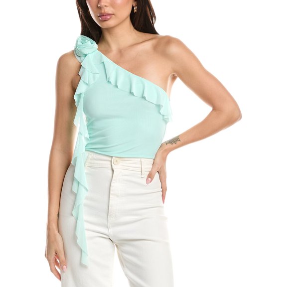 AFRM womens Kellon One Shoulder Crop Top, XXS, Blue