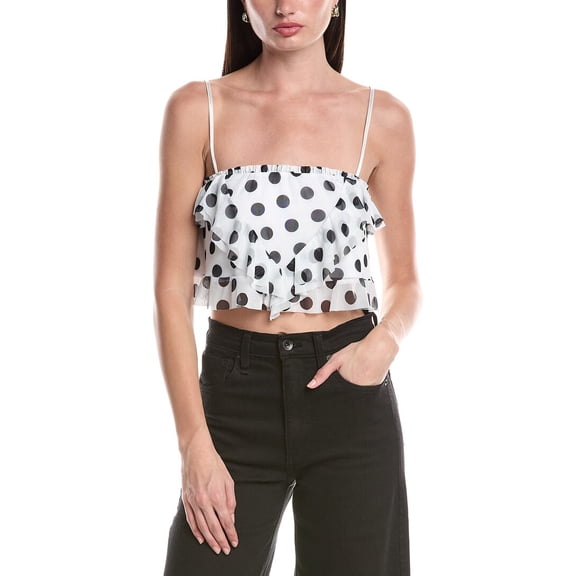 AFRM womens  Koin Ruffle Top, l, White