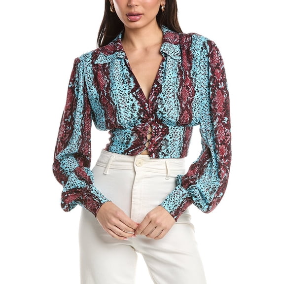 AFRM womens Lauretta Woven Top, m, Red
