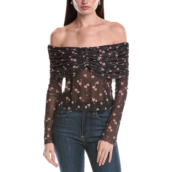 AFRM womens  Lilith Off-The-Shoulder Top, 2X, Black