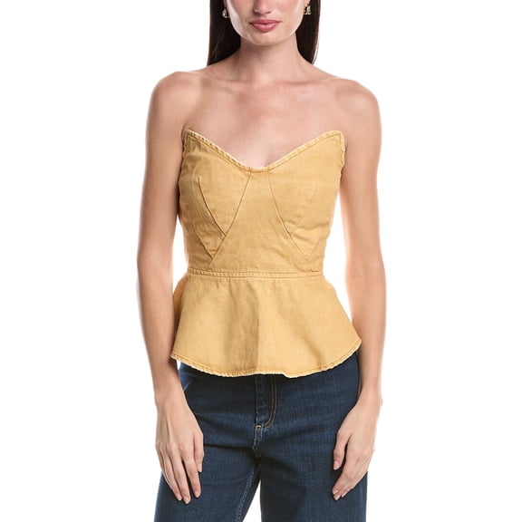 AFRM womens  Merida Princess Peplum Top, s, Brown