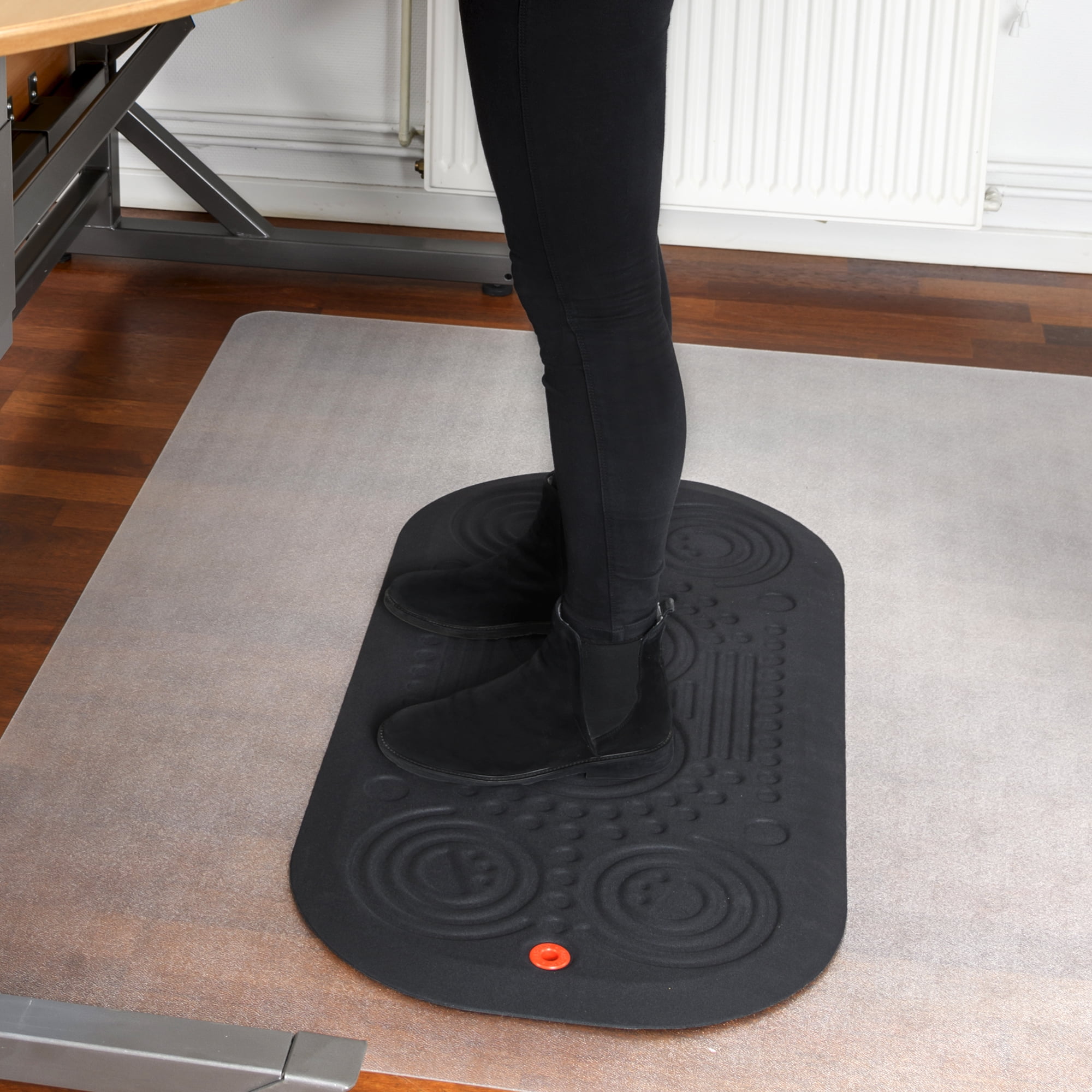 Floortex Black Polyurethane Anti-Fatigue Mat with Massage Features
