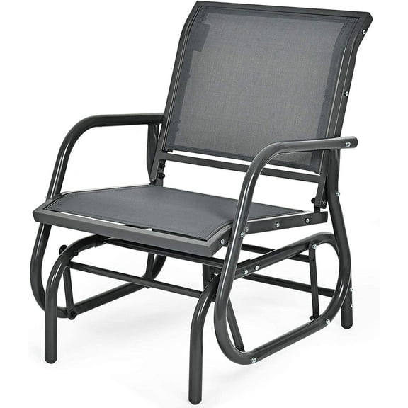 AFSTAR Outdoor Patio Glider Chair, Porch Glider Swing with Breathable Mesh Fabric and Sturdy Steel Frame, Glider Chair for Outside Lawn Porch Balcony Poolside