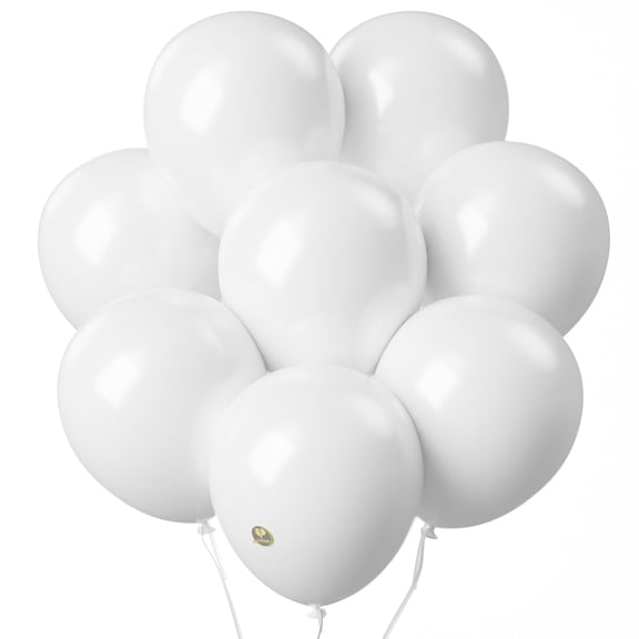 AFTERLOON Biodegradable Balloons 100 pcs White 12 Inch, Natural Rubber Latex Plastic-Free Alternative Matte Color Durable Thickened Extra Strong Helium Float, for Garland Arch Wedding Decor VT1