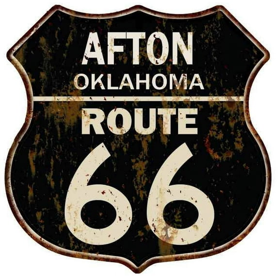 AFTON, OKLAHOMA Route 66 Shield Metal Sign Man Cave Garage 211110014182