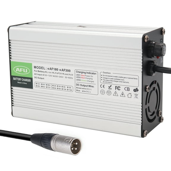 AFU AF300-8403S-XLR Li-ion Battery Charger for Electric Vehicle, Silver