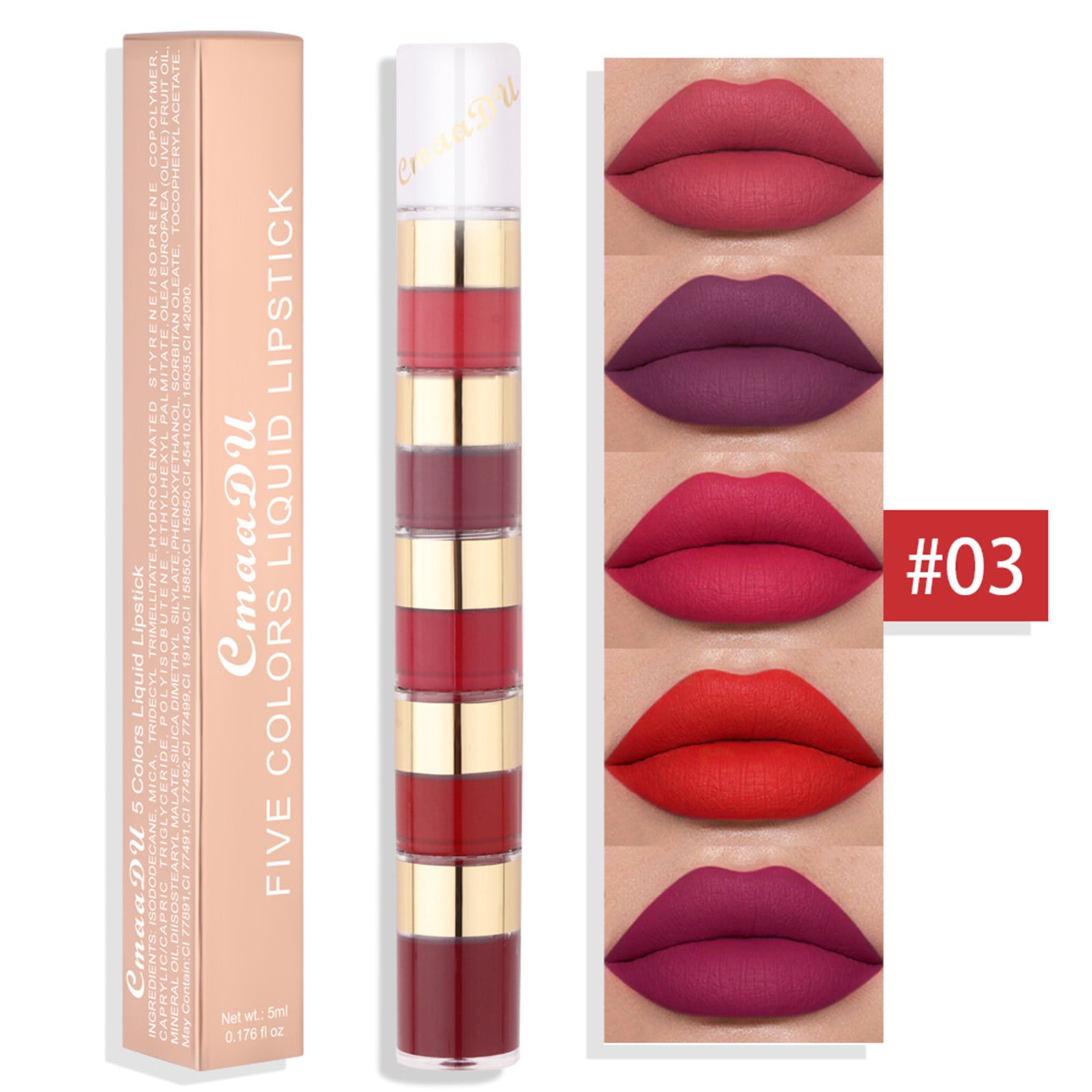 AFUADF 5 Colors Liquid Matte Lipstick Kit Lipstick Stain Pack Matte