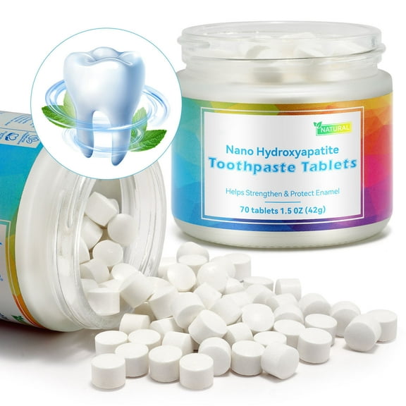 Chewable Toothpaste Tablets, Natural Toothpaste Tablets, Eco-Friendly Glass Bottle, Teeth Whitening Toothpaste Tablets (70 Tablets)