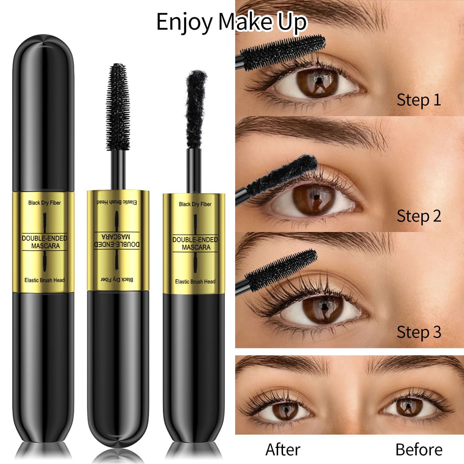 AFUADF Double Effect Eye Black Mascara Cream, Long, Curly, Thick