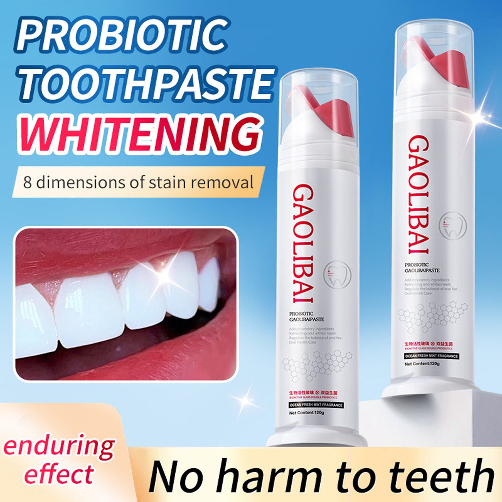 AFUADF Double Whitening Probiotic Toothpaste Seaweed Active Peptide ...